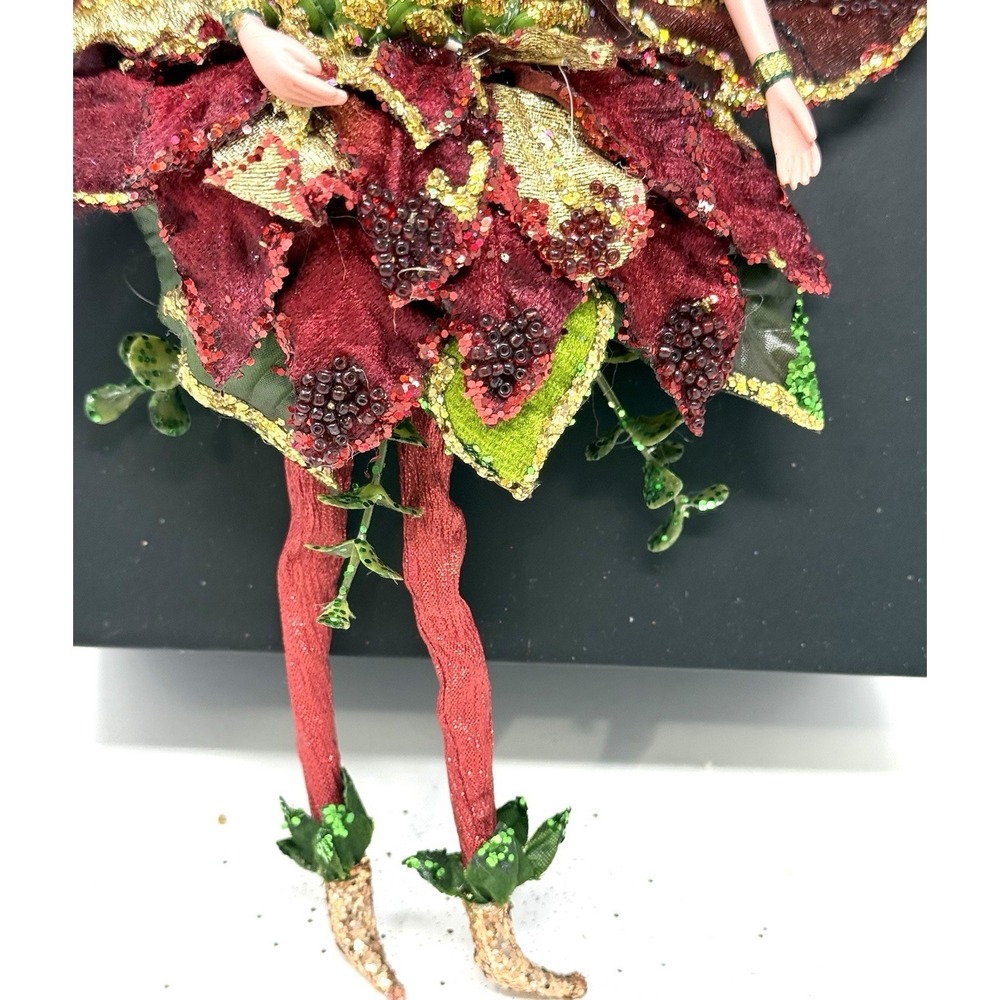 Mark Roberts Fairy Hanging Ornament Fabric Art Doll w/ Flowers & Wings Vintage K - Picture 9 of 12